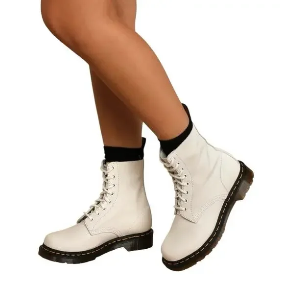 Dr. Martens 1460 Pascal Virginia Leather Boots White Women’s Size 9 (EU 41) - Picture 2 of 12